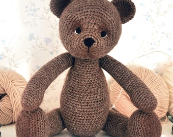 Teddy Bear Crochet Pattern PDF, Classic Amigurumi Toy Tutorial for Handmade Bear