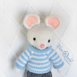 Toy knitting pattern-White mouse-knitted toy pattern-Amigurumi-ElvesWorld toy-knit patterns-little mouse pattern