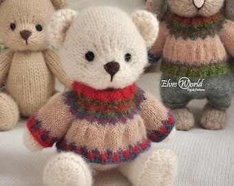Christmas Sweater Knitting Pattern for Teddy Bear – Set of Two Festive Designs PDF