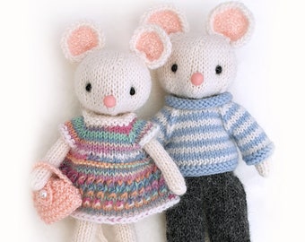 Knitting patterns toy Mice Family Knitted animal pattern Knit toy Stuffed toy Making DIY toy Pattern baby toy Amigurumi Two pattern deal PDF