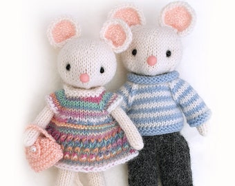 Strickmuster Spielzeug Mäusefamilie Gestricktes Tiermuster Strickspielzeug Stofftier Spielzeug selber machen Muster Babyspielzeug Amigurumi Zwei Muster Deal PDF