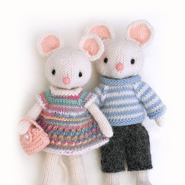 Knitting patterns toy Mice Family Knitted animal pattern Knit toy Stuffed toy Making DIY toy Pattern baby toy Amigurumi Two pattern deal PDF