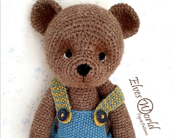 Crochet PATTERN Teddy Bear toy, Teddy dungarees knitting pattern, Two pattern deal.