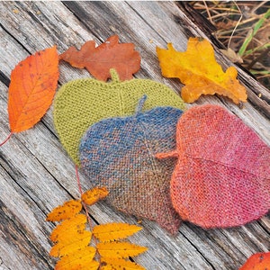 Knitting patterns Linden leaf ornament Knitted leaves PDF-pattern Knit fall ornaments Burnt orange Coaster Knit tutorial DIY Rustic garland image 3