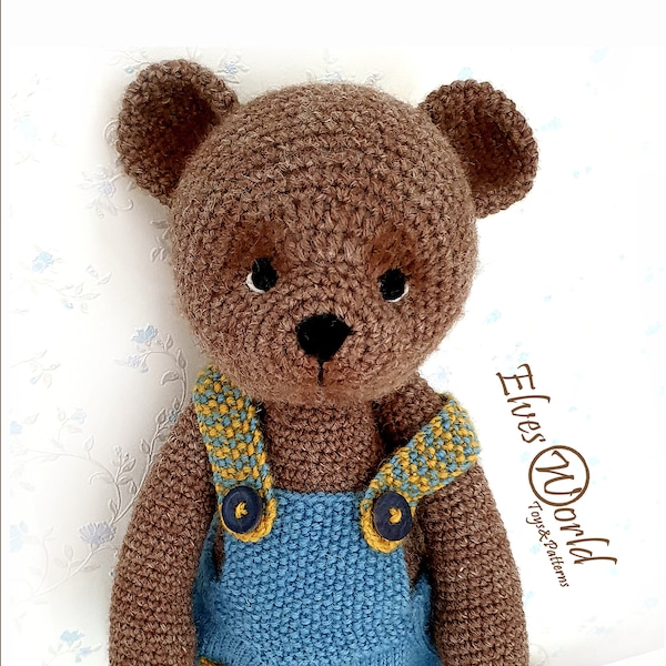 Crochet PATTERN Teddy Bear toy, Teddy dungarees knitting pattern, Two pattern deal.