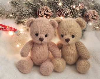 Teddy Bear knitting pattern, Knitted animal toy, In the round Pattern