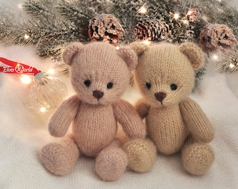 Teddy Bear knitting pattern, Knitted animal toy, In the round Pattern