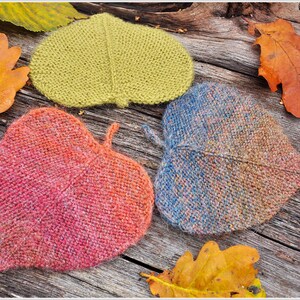 Knitting patterns Linden leaf ornament Knitted leaves PDF-pattern Knit fall ornaments Burnt orange Coaster Knit tutorial DIY Rustic garland image 2