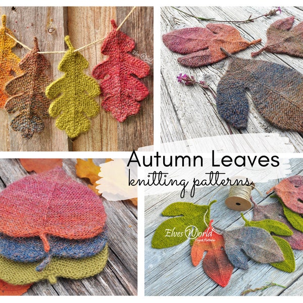 Knitting Pattern for Autumn Decoration Knitted Leaves Garland eBook