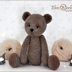 Giocattolo orsacchiotto con motivo all'uncinetto. Schema uncinetto Amigurumi PDF. Classico orsacchiotto William.