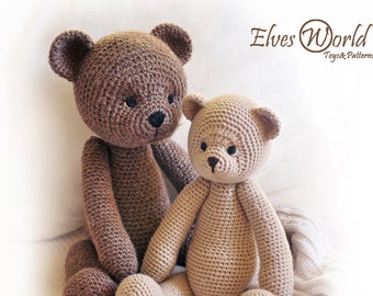 Teddy Bear Crochet Toy Pattern PDF. Classic Amigurumi Teddy Bear Toy Tutorial.