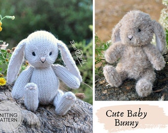 Bunny knitting pattern, Knitted animal toy, Amigurumi bunny In the round