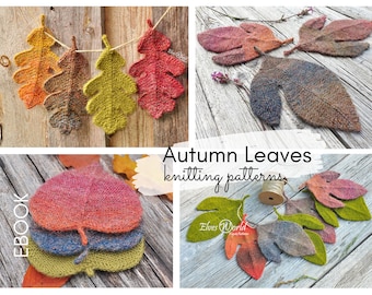 Knitting Pattern for Autumn Decoration Knitted Leaves Garland eBook