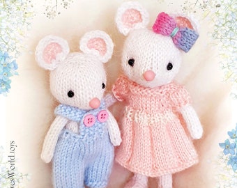 Knitting patterns mice Knitted animal pattern Valentine Knit toy Stuffed toy Making DIY toy Pattern baby toy Amigurumi Two pattern deal PDF