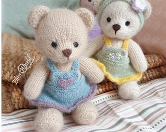 Knitting Pattern for Baby Teddy Bear and Teddy Outfit: Dress and