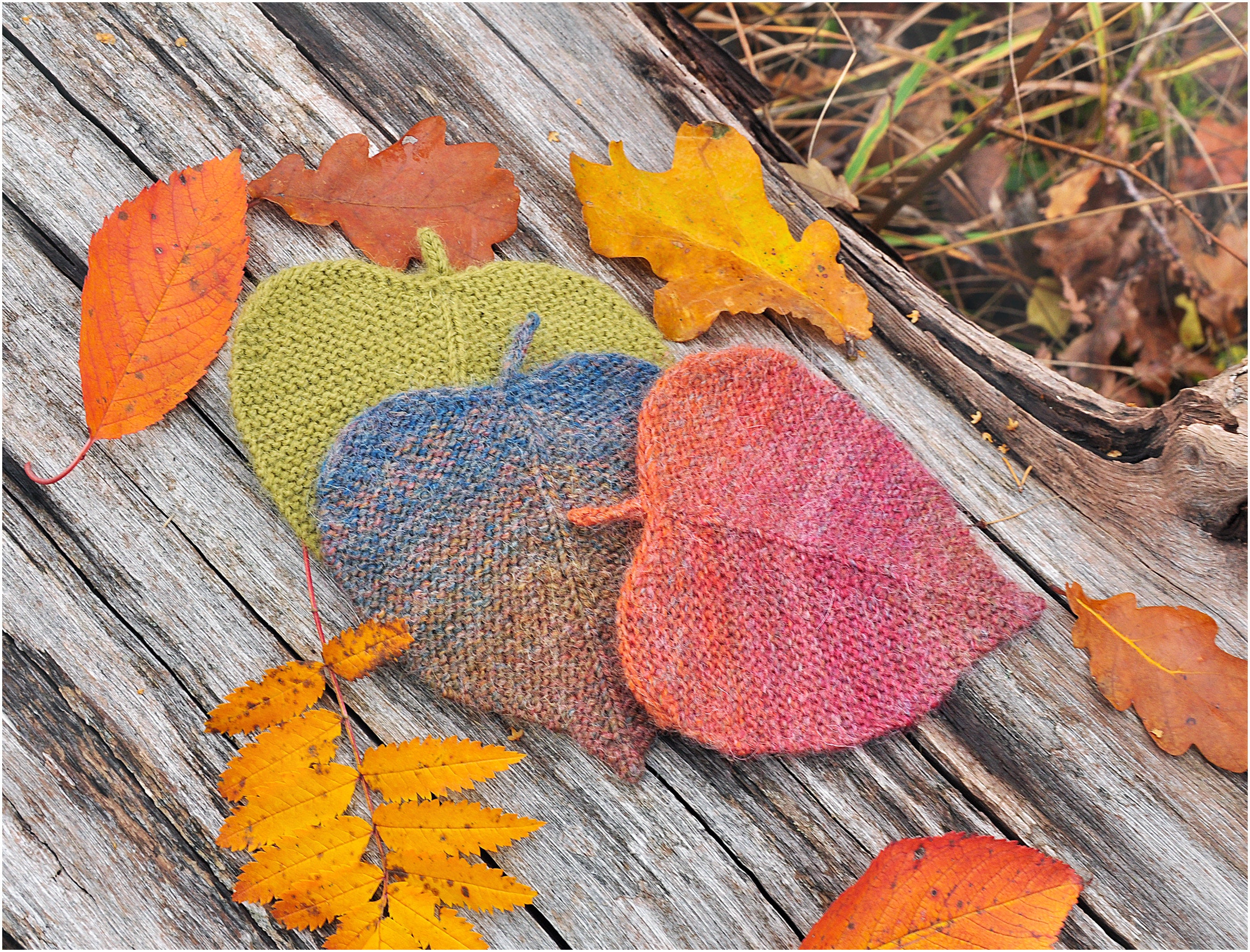 Knitting Pattern Heart Valentine Day Gift Linden Leaf Ornament Two Size ...