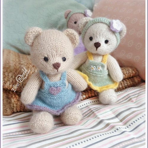 Knitting Pattern for Baby Teddy Bear and Teddy Outfit: Dress