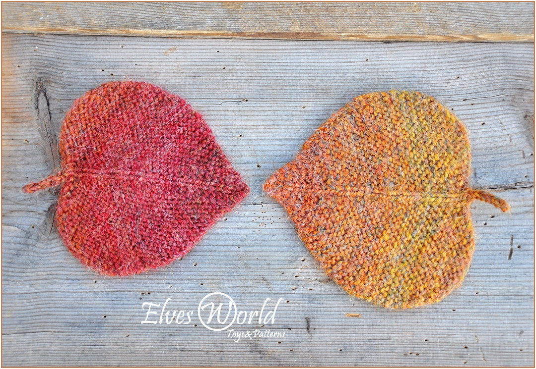 Knitting Pattern Heart Valentine Day Gift Linden Leaf Ornament Two Size ...