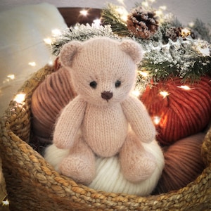 Teddy Bear knitting pattern, Knitted animal toy, In the round Pattern imagen 7