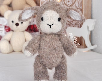 Lamb Knitting Pattern for Stuffed Toy, Flat Knitting, English PDF Pattern