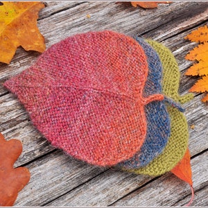 Knitting patterns Linden leaf ornament Knitted leaves PDF-pattern Knit fall ornaments Burnt orange Coaster Knit tutorial DIY Rustic garland image 9