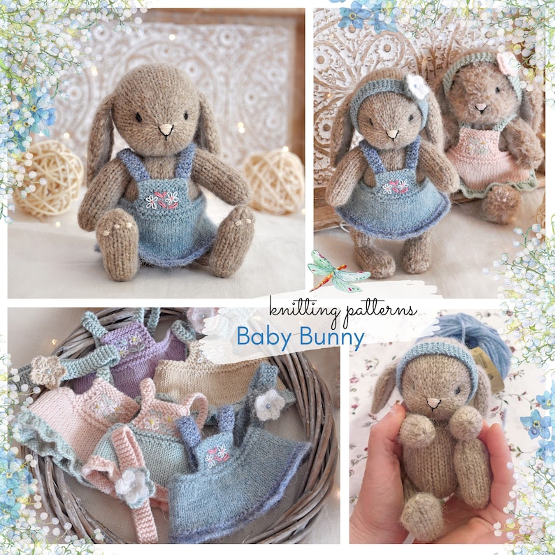 Bunny knitting pattern, knitted animal toy, amigurumi bunny image 1