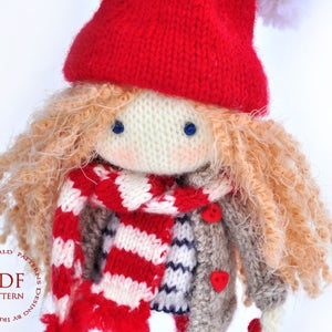 Knitting Pattern for Christmas Elf Toy. Amigurumi Girl Doll.