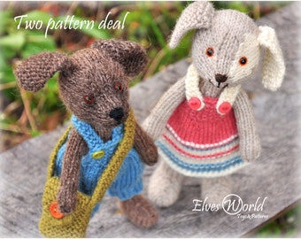 Toy knitting patterns Two pattern deal Pattern knitting dog Pattern toy Pattern knitte puppy Patterns pdf toy Pattern baby toy Amigurumi dog