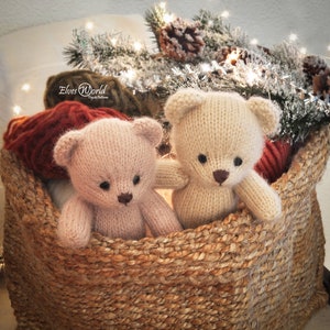 Teddy Bear knitting pattern, Knitted animal toy, In the round Pattern imagen 2