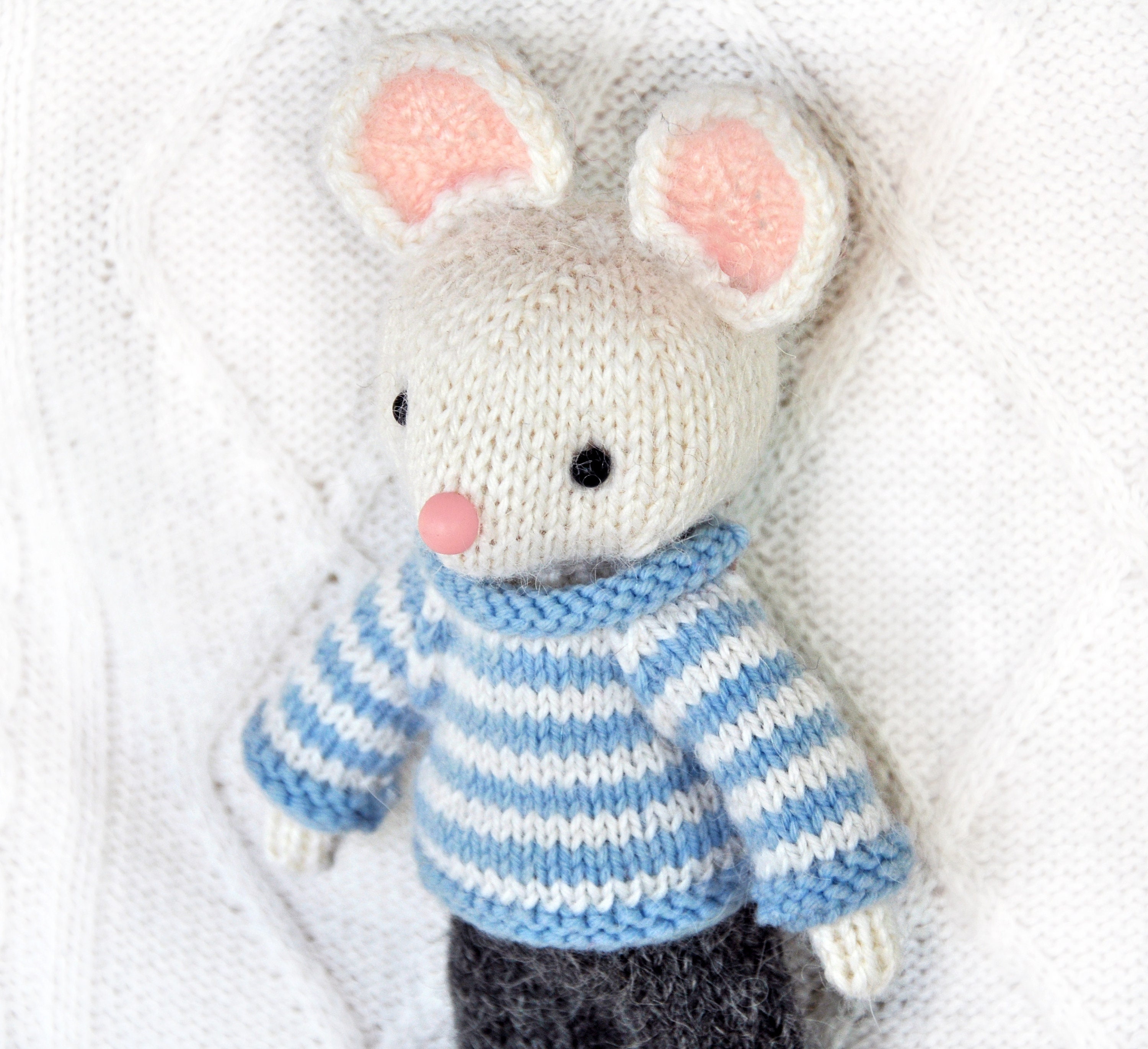 Toy Knitting Patternwhite Mouseknitted Toy Etsy UK