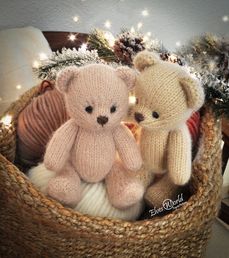 Teddy Bear knitting pattern, Knitted animal toy, In the round Pattern imagen 6