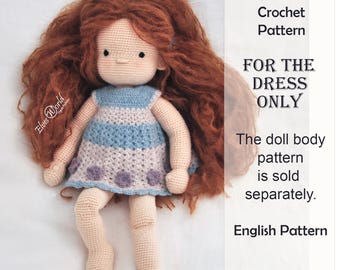 Waldorf Doll Dress Crochet Pattern PDF – Lacy Dress for 35–45 cm Dolls, English Pattern