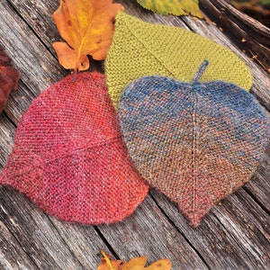 Knitting patterns Linden leaf ornament Knitted leaves PDF-pattern Knit fall ornaments Burnt orange Coaster Knit tutorial DIY Rustic garland image 6