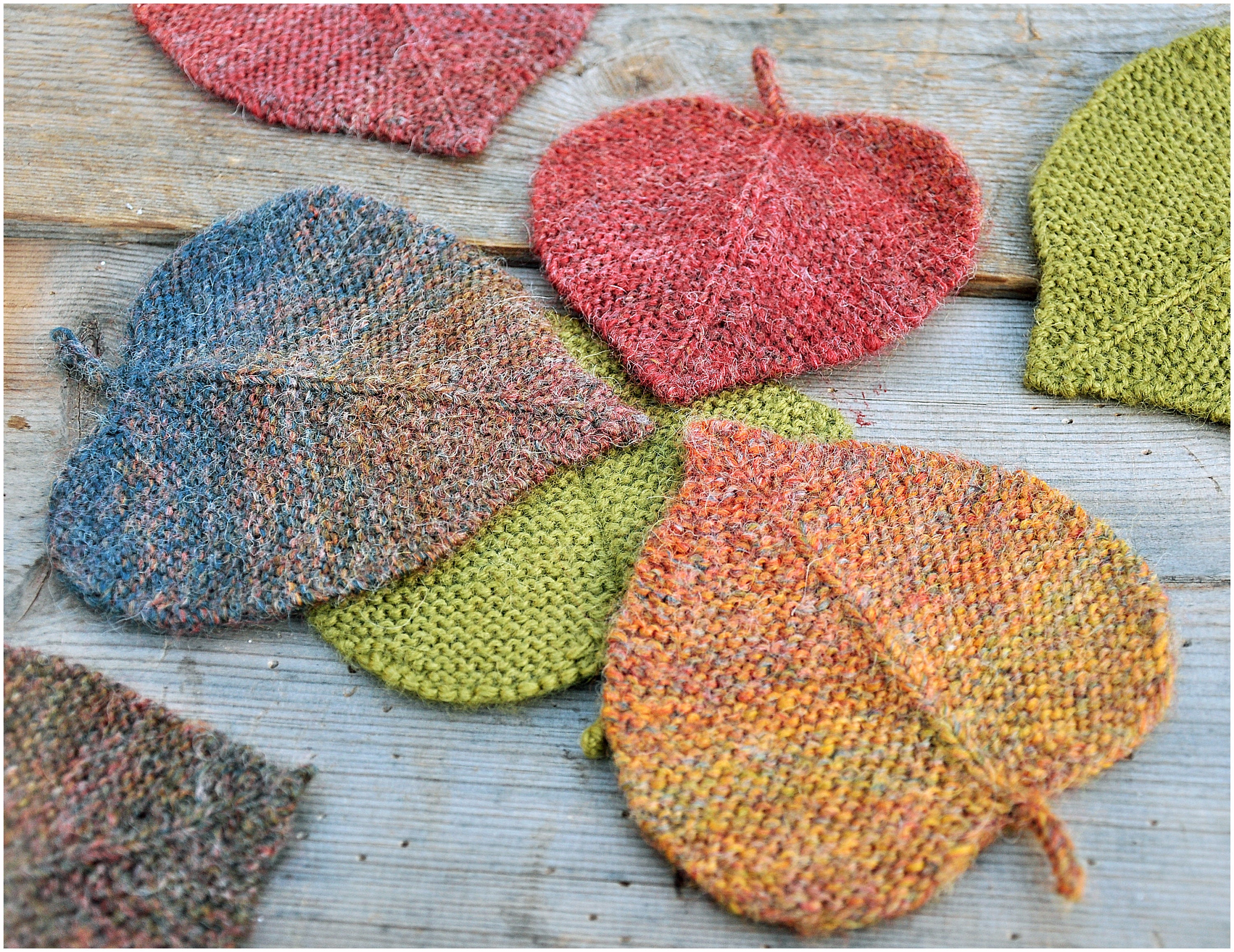 Knitting Pattern Heart Valentine Day Gift Linden Leaf Ornament Two Size ...