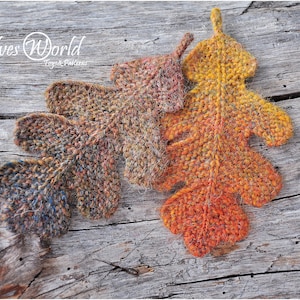 Knitting pattern Oak leaf ornament Knitted oak leaves Burnt orange decor PDF-pattern Autumn leaves Knit fall ornaments Knit tutorial DIY