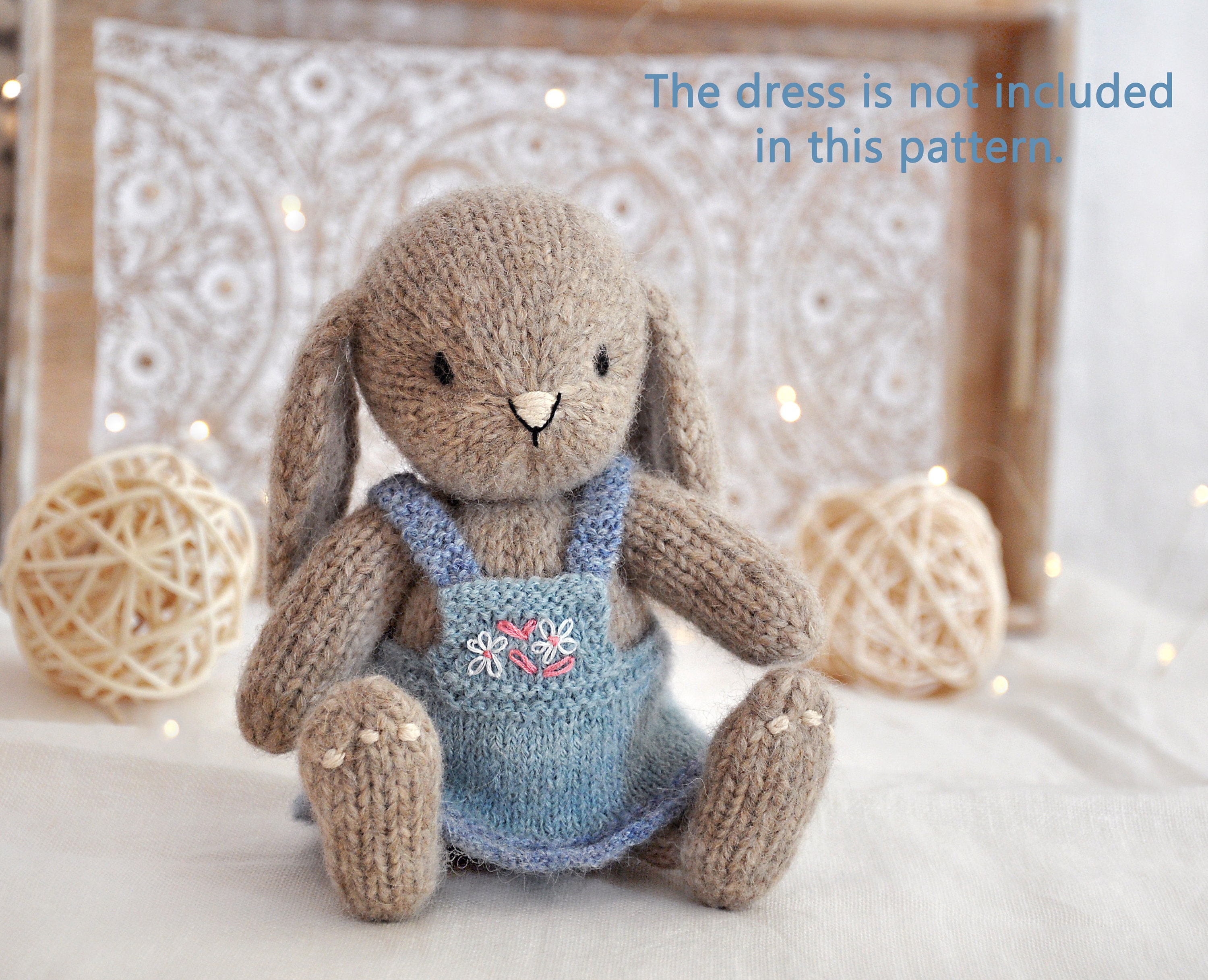Christmas Bunny Knitting Pattern, Stuffed Knitted Doll, Animal Toy ...