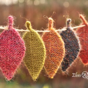 Knitting patterns Bundle Oak Elm Linden Ornament Knitted leaves PDF pattern Knit fall Home Decor DIY Christmas pattern Rustic leaf garlands image 3