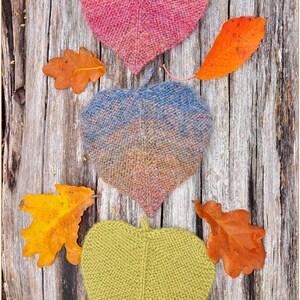 Knitting patterns Linden leaf ornament Knitted leaves PDF-pattern Knit fall ornaments Burnt orange Coaster Knit tutorial DIY Rustic garland image 5