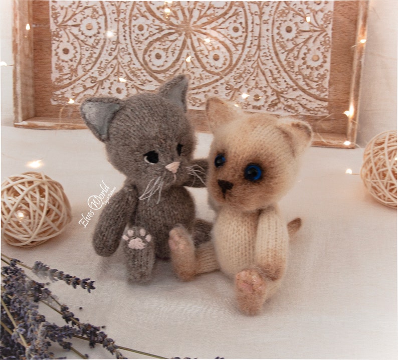 Kitten knitting pattern, knitted animal toy, amigurumi cat doll with outfits image 6