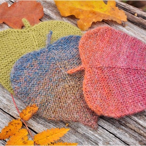 Knitting patterns Linden leaf ornament Knitted leaves PDF-pattern Knit fall ornaments Burnt orange Coaster Knit tutorial DIY Rustic garland image 4