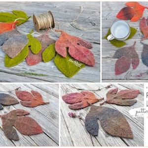 Leaf Knitting Pattern PDF Sassafras leaf ornament Knit Coasters
