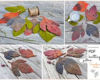 Leaf Knitting Pattern PDF Sassafras leaf ornament Knit Coasters