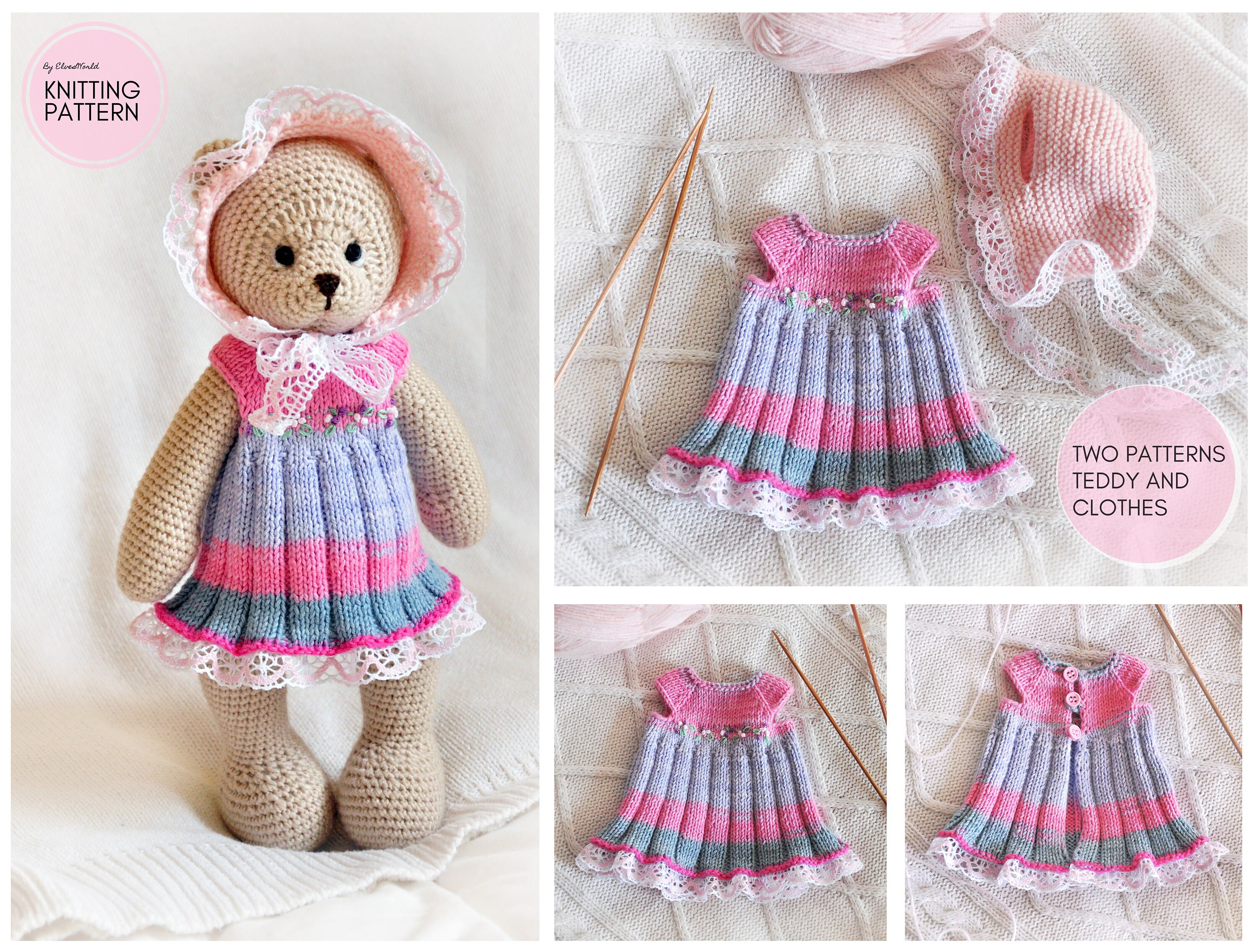 Crochet Pattern Teddy Bear toy. Spring Dress and Etsy