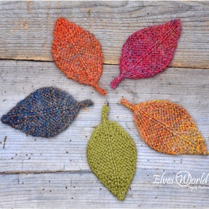 Knitting patterns Bundle Oak Elm Linden Ornament Knitted leaves PDF pattern Knit fall Home Decor DIY Christmas pattern Rustic leaf garlands image 5