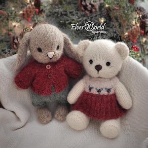 Modello di maglia per vestiti giocattolo per orsacchiotto amigurumi: modello di vestito, cuffia e giacca