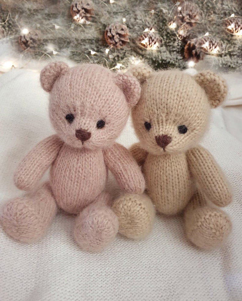 Teddy Bear knitting pattern, Knitted animal toy, In the round Pattern imagen 5