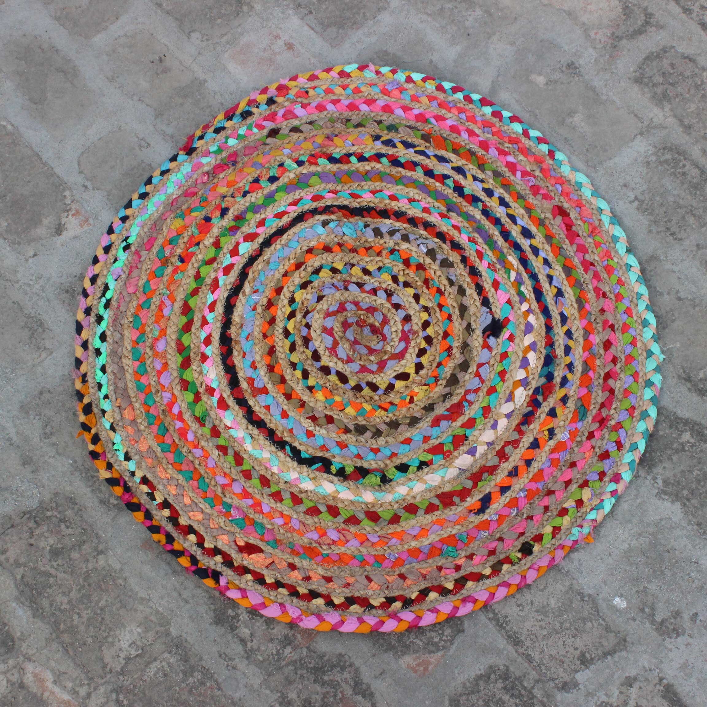 Jute rug mandala rug Round braided rug meditation mat bohemian Etsy
