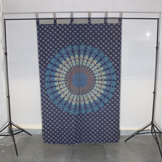 Blue Tapestry Curtain Indian Mandala Tapestries Door Curtain Etsy