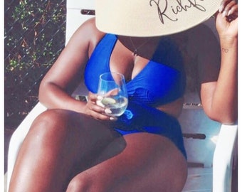 Custom Personalized Summer Beach Hat with Ribbon