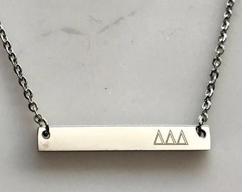 Delta Delta Delta Necklace - Bridesmaid Gift - Christmas Gift - Gift For Mother - Personalized Gift - Wedding Gift - Sorority Bar Necklace